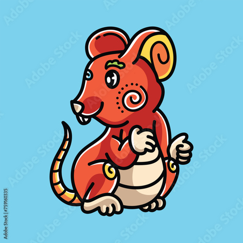 Cute Mouse Chinese Vector Cartoon Illustration (ID: 759160335)