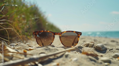 sunglasses on the beach, sand, 