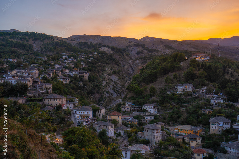 Historical UNESCO protected town of Gjirocaster , Southern Albania