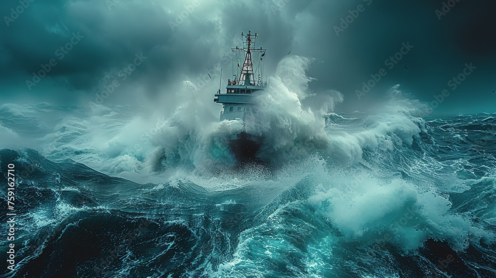 Ship Battling the Storm