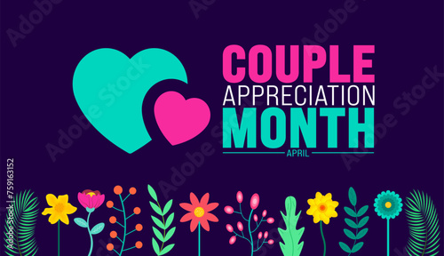 April is Couple Appreciation Month background template. Holiday concept. use to background, banner, placard, card, and poster design template with text inscription and standard color. vector