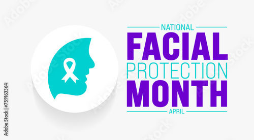 April is National Facial Protection Month background template. Holiday concept. use to background, banner, placard, card, and poster design template with text inscription and standard color. vector
