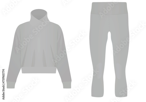 Long sleeve  t shirt and pants. side view. vector photo