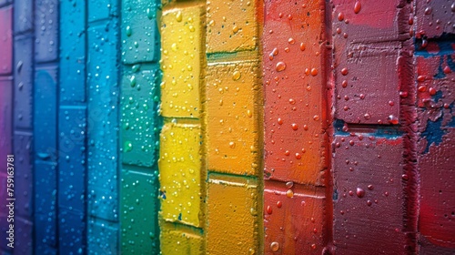 Brick Wall With Rainbow Mural