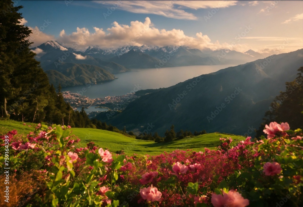 landscape with flowers