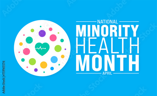 April is National Minority Health Month background template. Holiday concept. use to background, banner, placard, card, and poster design template with text inscription and standard color. vector
