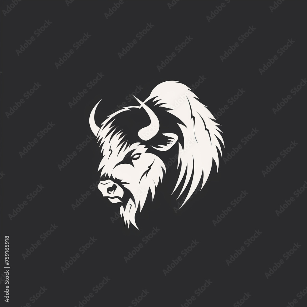 Obraz premium bison side view, minimalistic logo design, simple сreated with Generative Ai