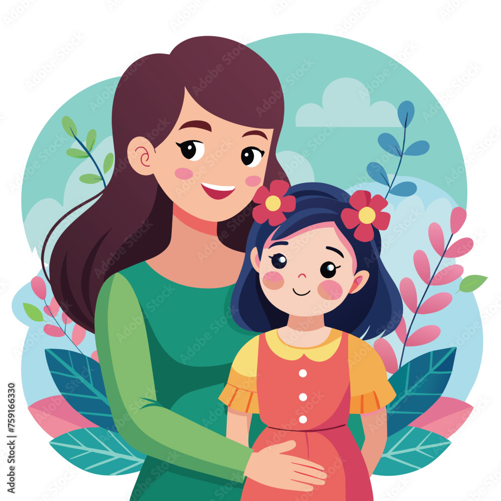 Happy mothers day mom and child affection greeting design Happy mothers day mom and child affection greeting design