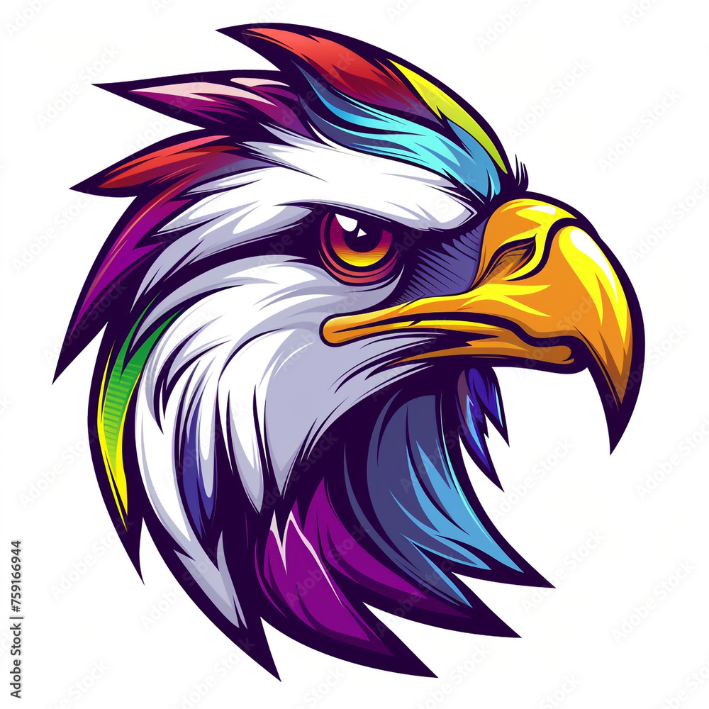 Fototapeta premium Logo cartoon eagle gamer vector graphic сreated with Generative Ai