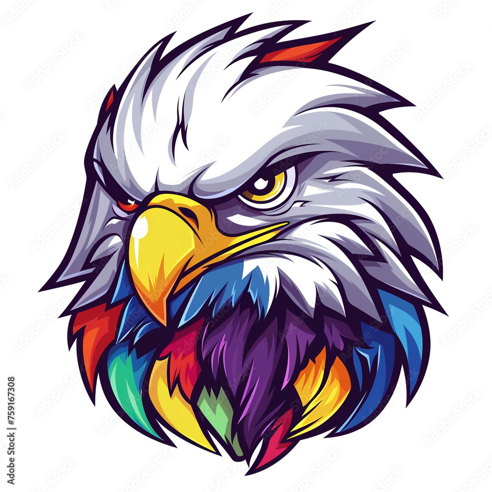 Fototapeta premium Logo cartoon eagle gamer vector graphic сreated with Generative Ai