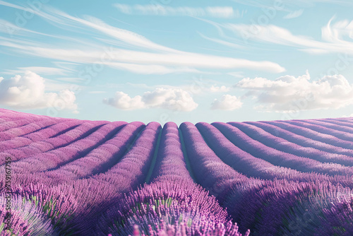 Lavender flower blooming scented fields in endless rows.