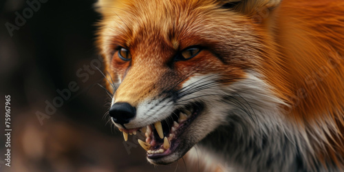 Angry red fox close-up
