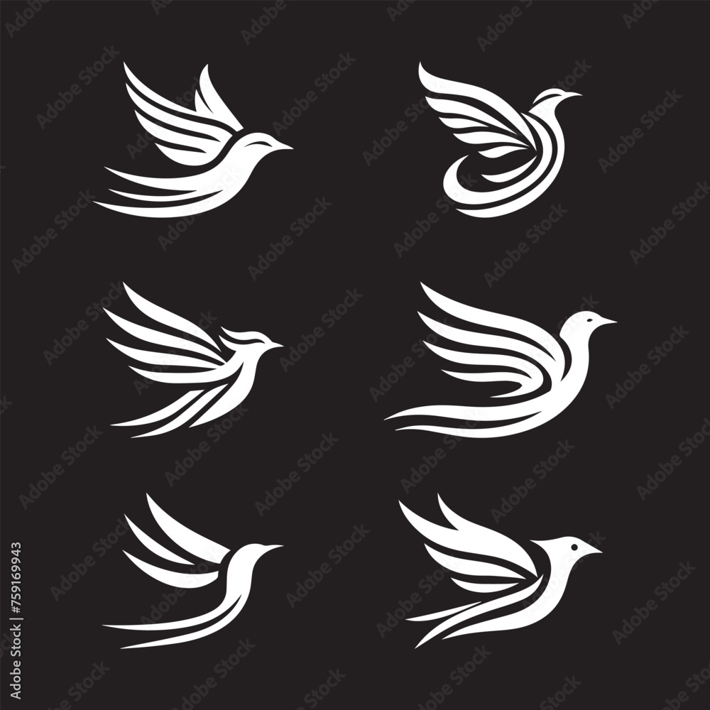 Vector bird logo set 