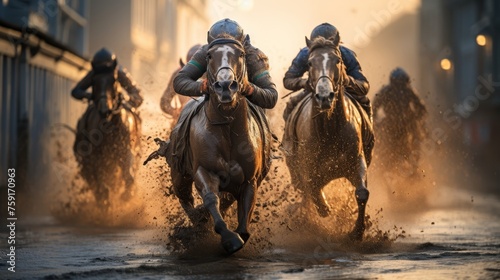 Thrilling derby horse racing event showcasing skilled jockeys and elegant thoroughbreds