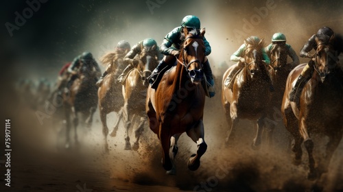 Highly anticipated derby horse racing event exhibiting speed, skill, and intense competition