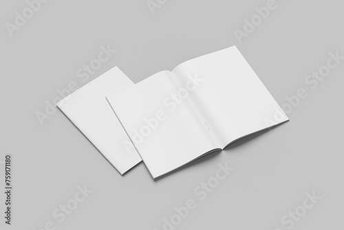 3d blank open and close A4 brochure mockup template vector image