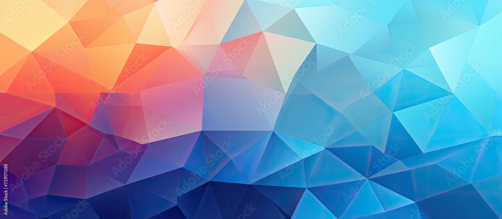 A vibrant geometric pattern of triangles in a rainbow of colors, including aqua, electric blue, and magenta. The symmetry and tints and shades create a visually striking piece of art A vibrant geometric pattern of triangles in a rainbow of colors, including aqua, electric blue, and magenta. The symmetry and tints and shades create a visually striking piece of art