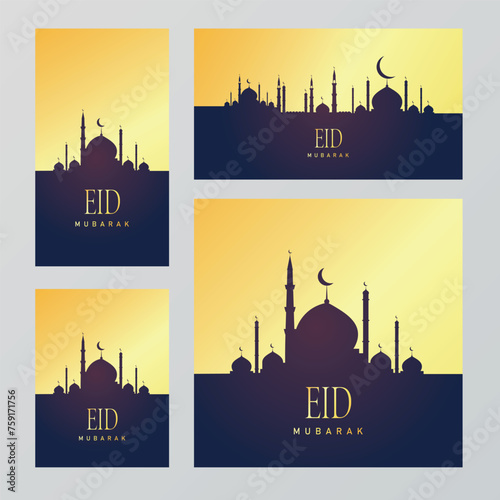 Eid Mubarak Greeting Islamic Illustration Background