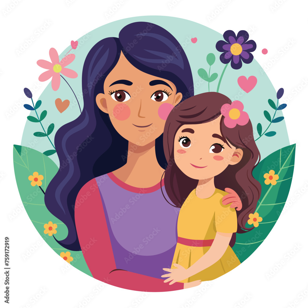 Happy mothers day mom and child affection greeting design Happy mothers day mom and child affection greeting design