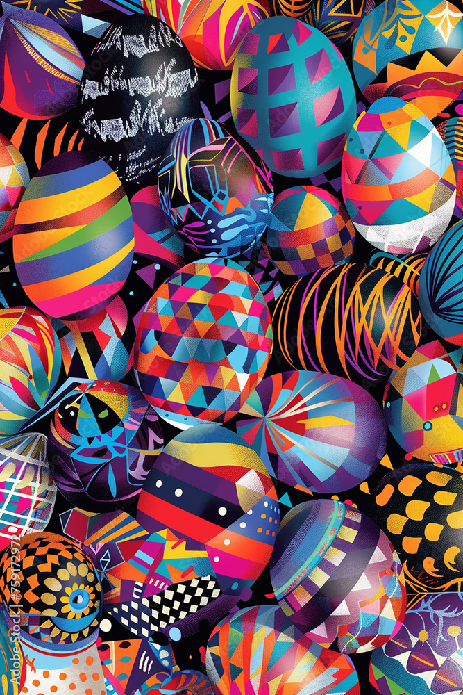 Easter card art style,easter artwork,retro futurism, digital art, Easter collage multicolored easter eggs,easter pattern,holiday banner Easter card art style,easter artwork,retro futurism, digital art, Easter collage multicolored easter eggs,easter pattern,holiday banner