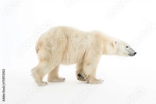white polar bear is standing on a white background
