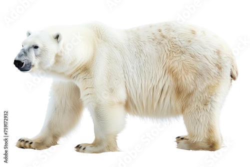 white polar bear is standing on a white background © AAA