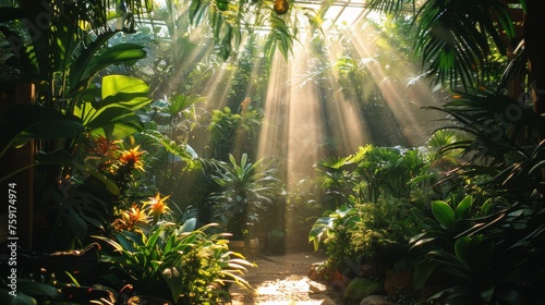 Sun Shines Through Trees in Garden