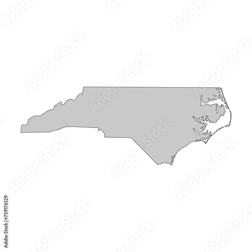United States of America, North Carolina state, map borders of the USA North Carolina state.