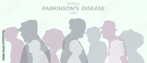 Banner for World Parkinson's Day. Vector illustration with silhouettes of elderly people. photo