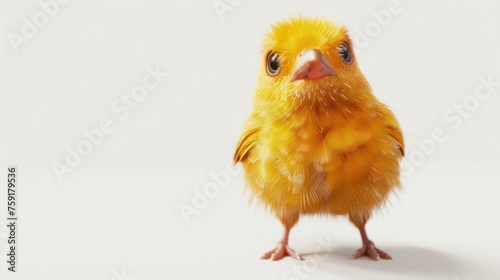 Yellow cute baby chicken on white background AI generated image