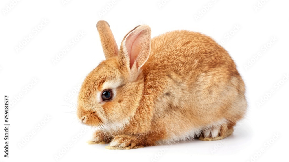 Cute brown rabbit animal sitting white background. AI generated image Cute brown rabbit animal sitting white background. AI generated image