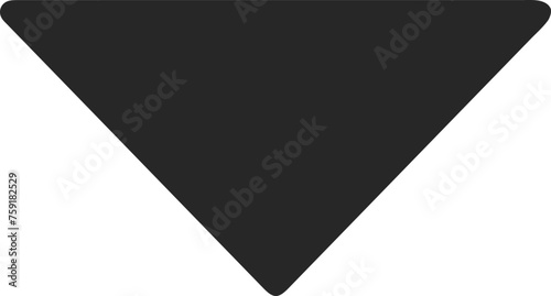 Straight pointed arrow icon. Black arrow pointing to the down. Black direction pointer, website design arrow graphics, vector isolated eps editable circular triangular shape going downward