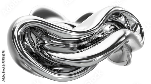 Flowing wave silver or black isolated on transparent background