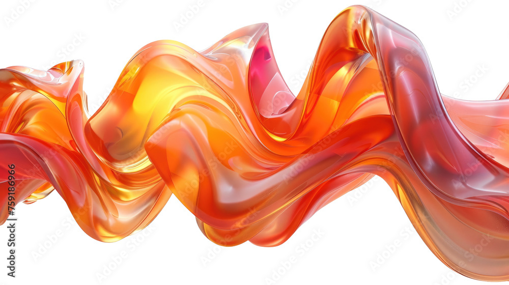 Naklejka premium Flowing wave gradient orange and red isolated on transparent background