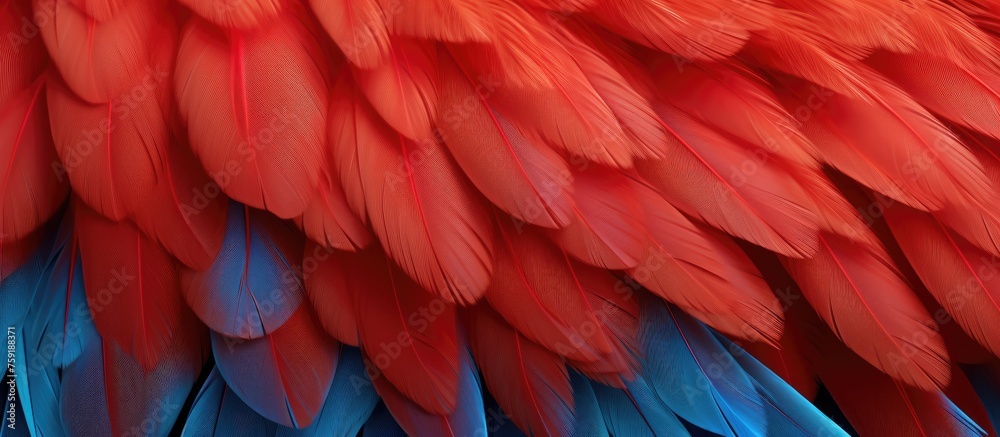 Obraz premium Vibrant texture of Scarlet Macaw plumage.
