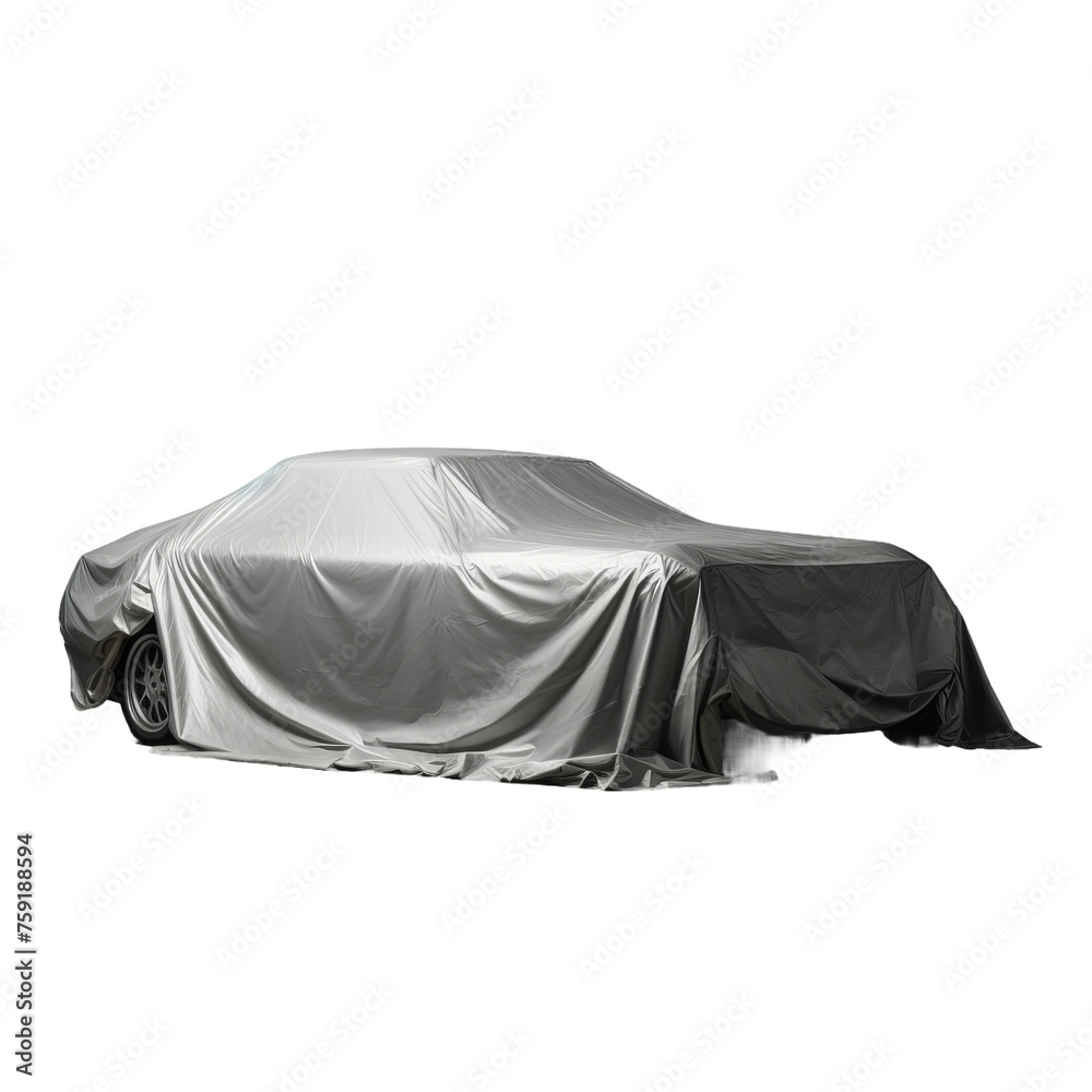 covered car on white background
