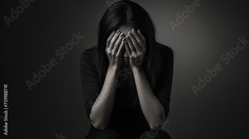 Grieving woman in deep despair  coping with life s struggles, depression, and emotional turmoil