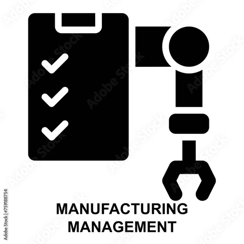 manufacturing, management, machine, testing, requirement, specification, production expanded solid or glyph style icon for web mobile app presentation printing