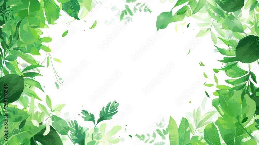 Green Nature: Elegant Flat Design Banner for White Background Advertising Generative AI