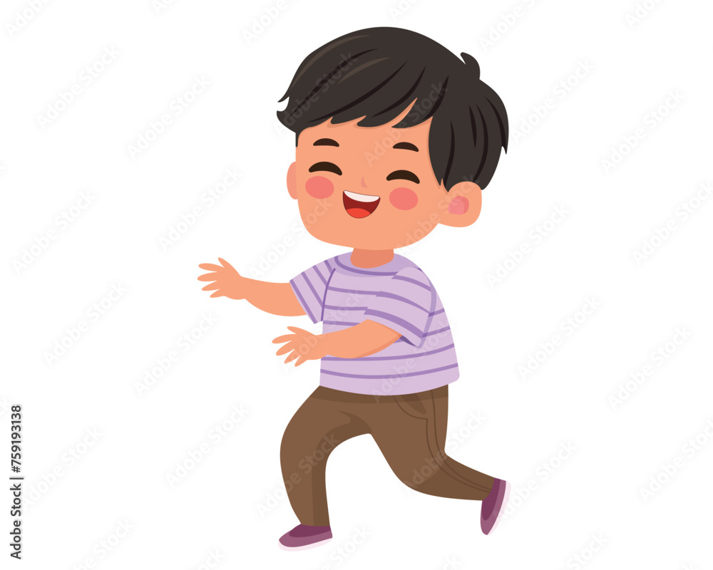 Happy cartoon boy isolated on white background. Cute character in vector illustration Happy cartoon boy isolated on white background. Cute character in vector illustration