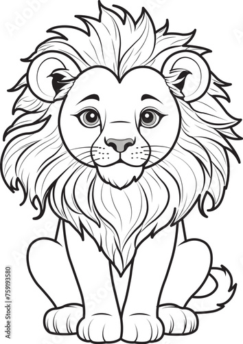 Cartoon lion coloring page vector illustration