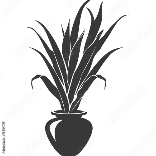 Silhouette Sansevieria tree in the vase black color only