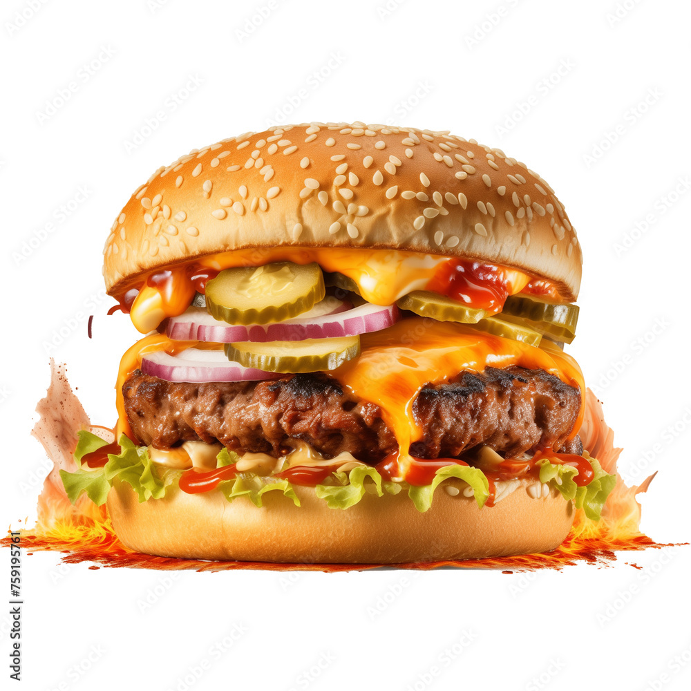 Delicious Burger Food with PNG transparent format