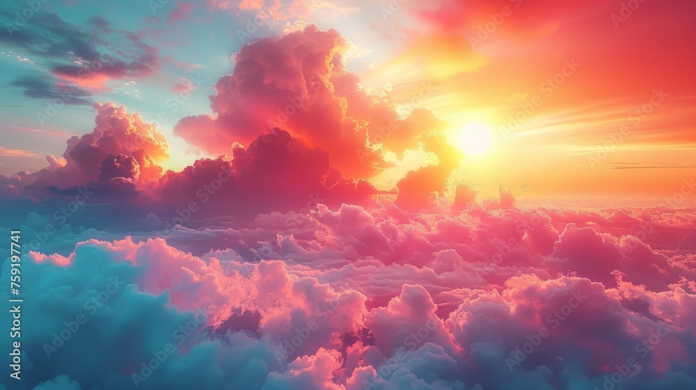 With a gradient of pastel colors, a sun appears on a background.