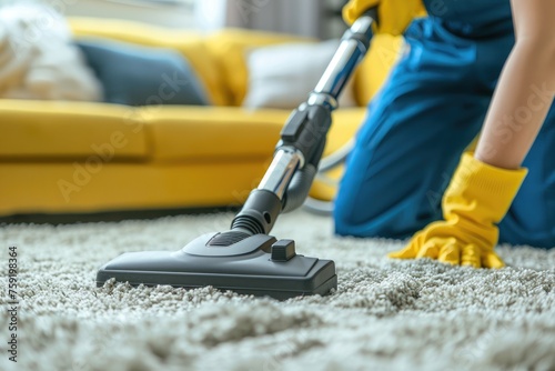 Vacuuming carpeting cleaning vacuuming home interior. Home cleaning appliance.