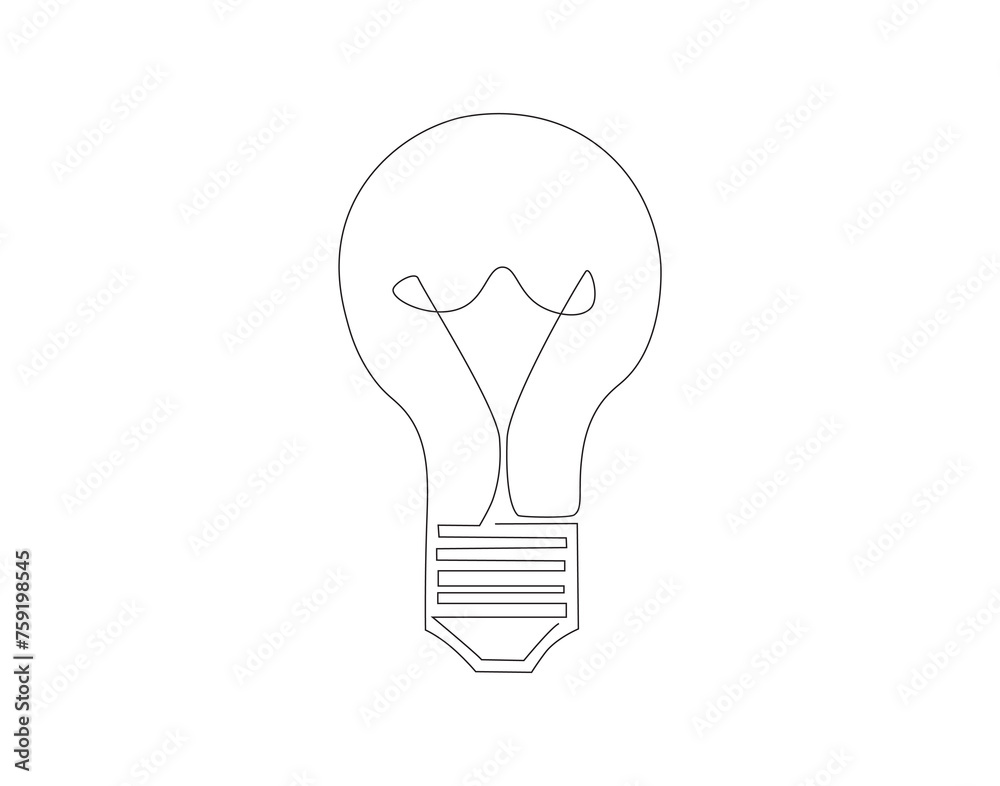Continuous Line Drawing Of Bulb Lamp. One Line Of Electric Light Bulb. Bulb Lamp Continuous Line Art. Editable Outline. Continuous Line Drawing Of Bulb Lamp. One Line Of Electric Light Bulb. Bulb Lamp Continuous Line Art. Editable Outline.