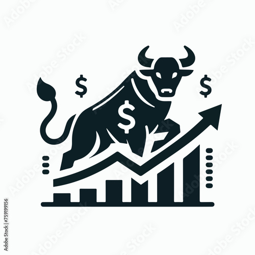 Bull run or bullish market trend in crypto currency or stocks. Trade exchange, green up arrow graph for increase in rates. Cryptocurrency price profit chart and blockchain. Global economy boom.