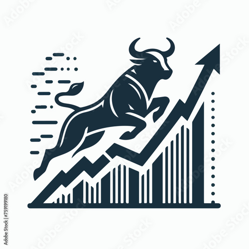 Bull run or bullish market trend in crypto currency or stocks. Trade exchange, green up arrow graph for increase in rates. Cryptocurrency price profit chart and blockchain. Global economy boom.