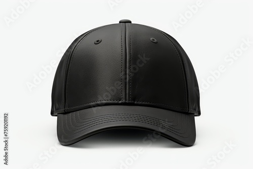 Front view isolated black baseball cap mockup png file of cutout object for realistic presentation photo