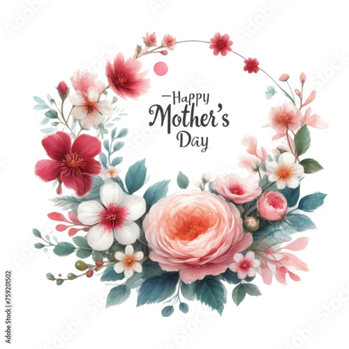 Fototapeta Naklejka Na Ścianę i Meble -  Mother's Day Flowers Sublimation Clipart